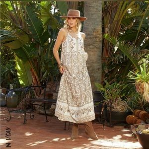 SHEIN VCAY Allover Plants Print Ruffle Hem Cami Dress